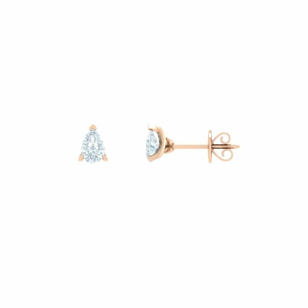 Gold Pear Diamond Stud Earring