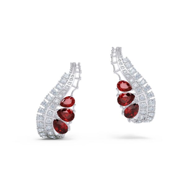 Couture Lacey red race Diamond and Ruby Earrings