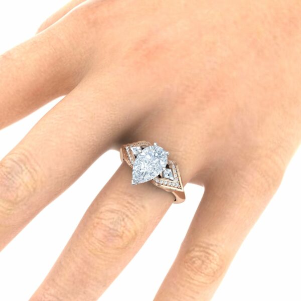 Luxury Rose Gold Herald Pear Diamond Ring