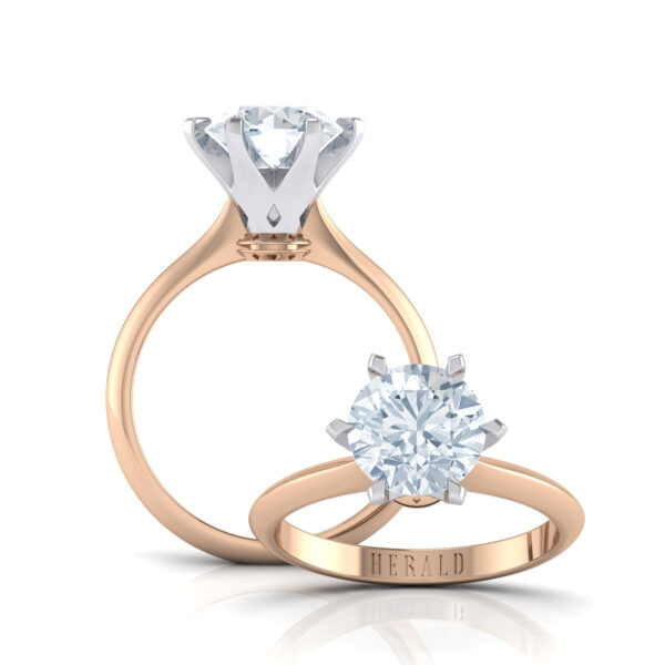 Elegant Rose Gold Herald Round Brilliant Solitaire Engagement Ring