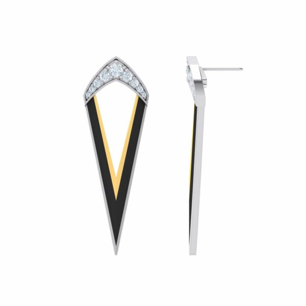 Elegant Diamond, Gold and Enamel earrings