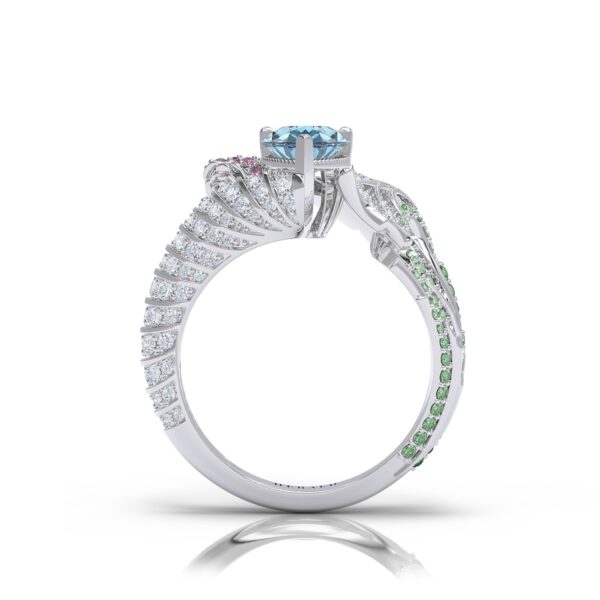 Elegant White Gold Grace Aquamarine and Diamond Couture Ring