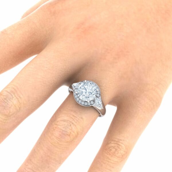 Luxury White Gold Herald Brilliant Halo Diamond Ring