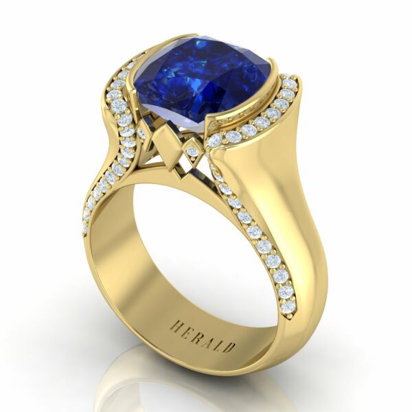 Classic Allende Tanzanite Diamond Yellow Gold Ring
