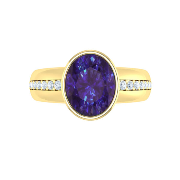 Elegant Yellow Gold Azules Tanzanite and Diamond Ring