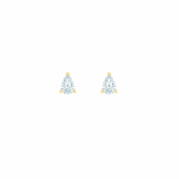 Yellow Gold Fly Stud Pear Diamond Earrings
