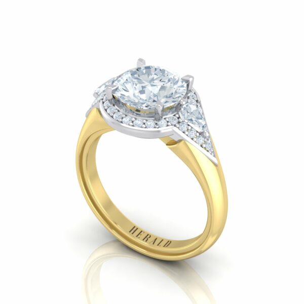 Luxury Yellow Gold Herald Brilliant Halo Diamond Ring