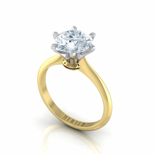 Classic Yellow Gold Herald Round Brilliant Solitaire Engagement Ring