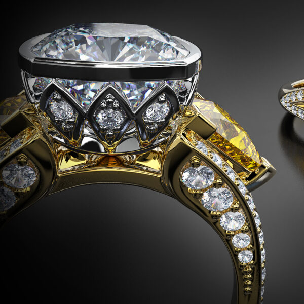 Luxury Diamond Couture Diamond Yellow Sapphire 18kt Gold Ring High Jewellery