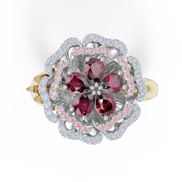 Elegant Gold Virtue Pinky Ring in Ruby, Sapphire and Diamond