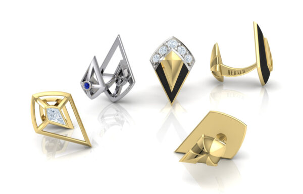 Luxury gold and diamond and Enamel cufflinks