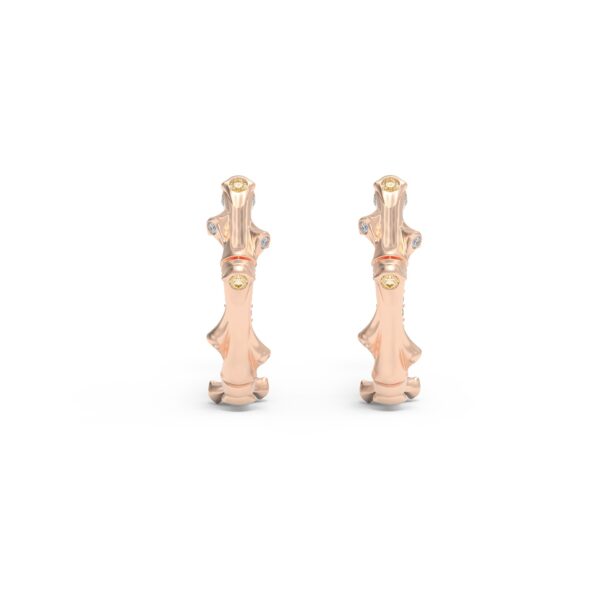 Elegant Rose Gold Mini Twig Earrings with champagne diamonds