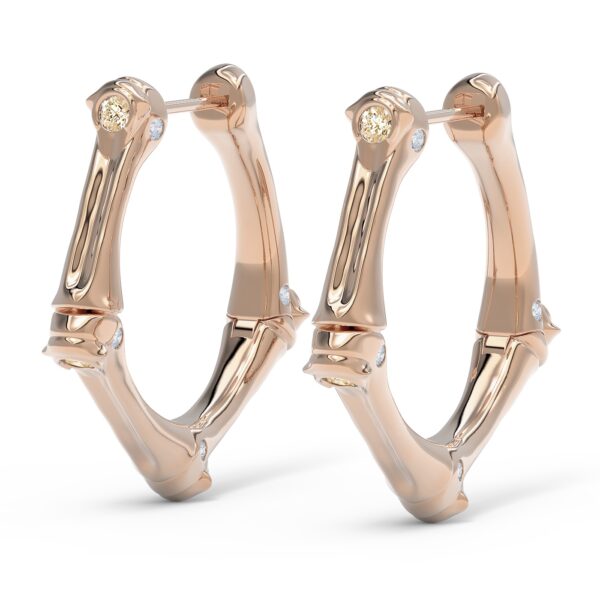 Elegant Rose Gold Large Swagger Hoop earrings with Champagne Diamonds
