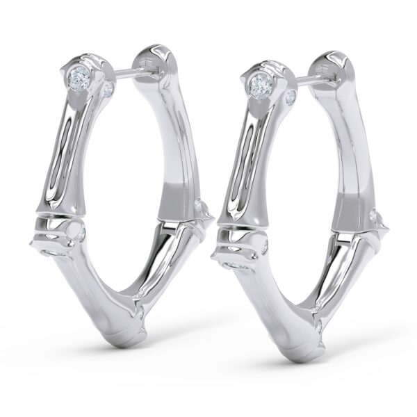 Elegant White Gold Large Swagger Hoop earrings with Diamonds