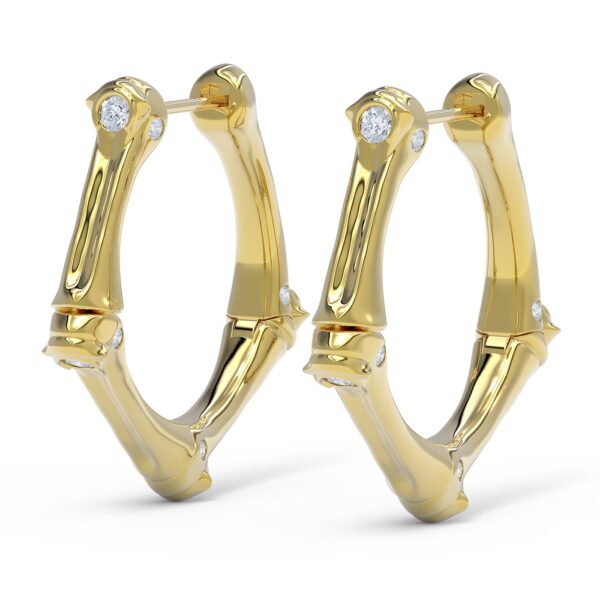 Elegant Yellow Gold Large Swagger Hoop earrings with Diamonds