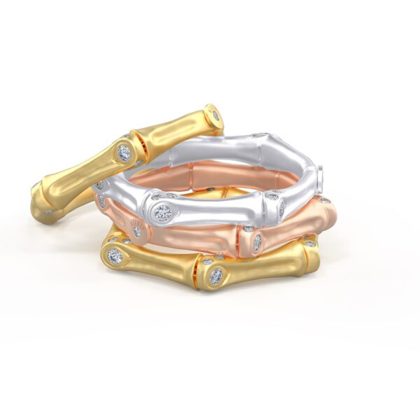 Classic White Gold, Yellow Gold and Rose Gold Swagger Stacker Rings