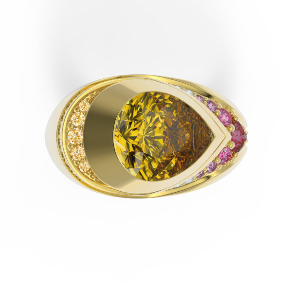 Luxury pear diamond sapphire gold ring