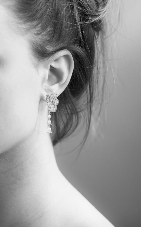 Gold Diamond Asymmetrical Earrings