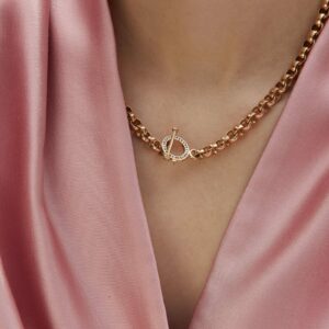 Rose Gold Belcher Fob Necklace Chain