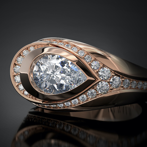 Luxury Rose Gold Orchid Diamond Ring