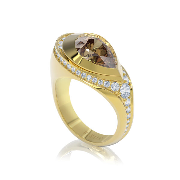Luxury champagne diamond gold ring