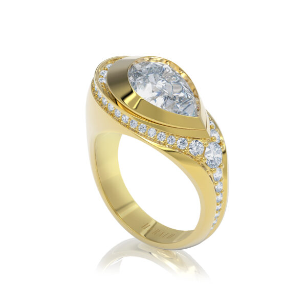 High Jewelry pear diamond pinky ring