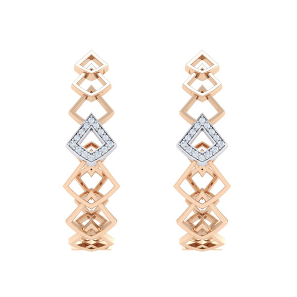 Elegant Rose Gold and Diamond Swoon Hoop Earrings