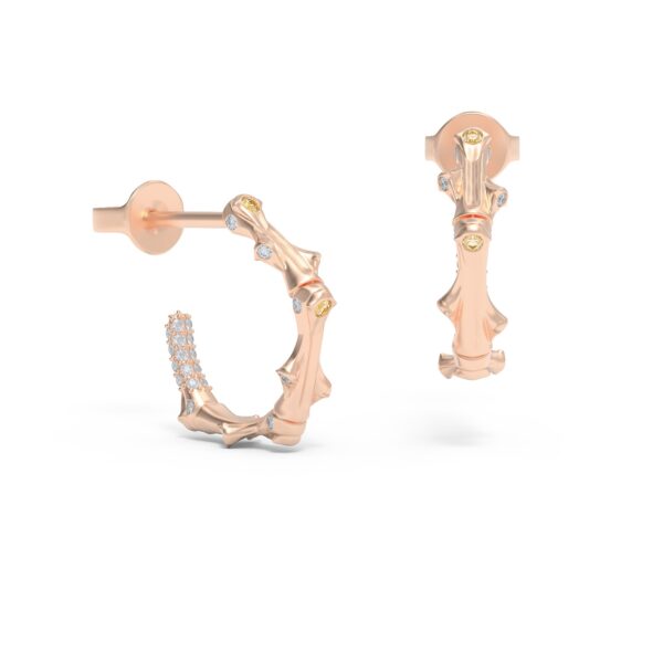 Rose Gold Twig Diamond Whip Earrings pair