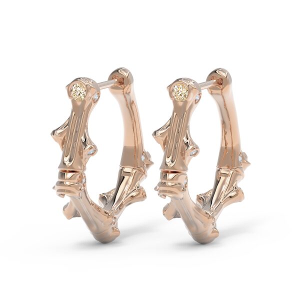 Elegant Rose gold and champagne diamond hoop earrings