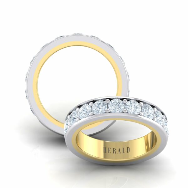 Elegant White and Yellow Gold 2 Becomes 1 Diamond Eternity Ring