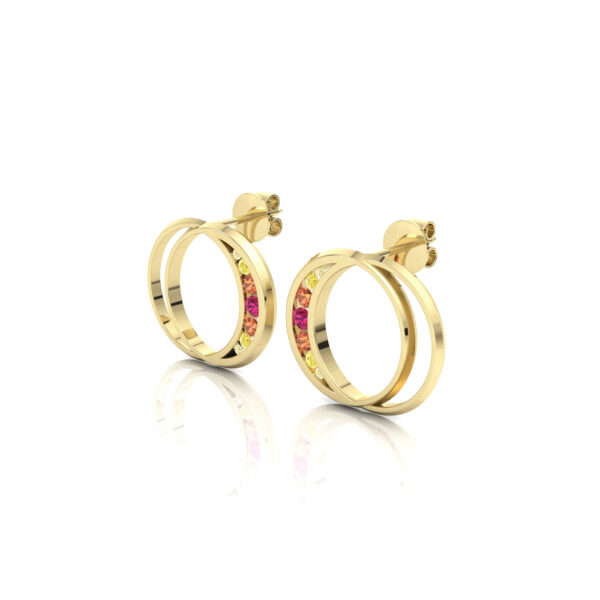 Elegant Yellow Gold Rubies and Sapphires Stud Earrings