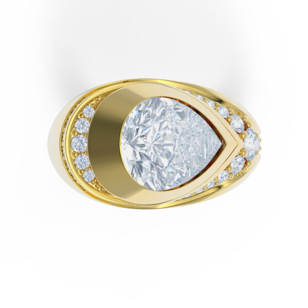 Luxury Yellow Gold Orchid Diamond Ring