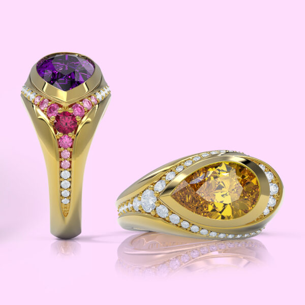 Luxury Orchid Pinky Rings with Rubbies and Diamonds