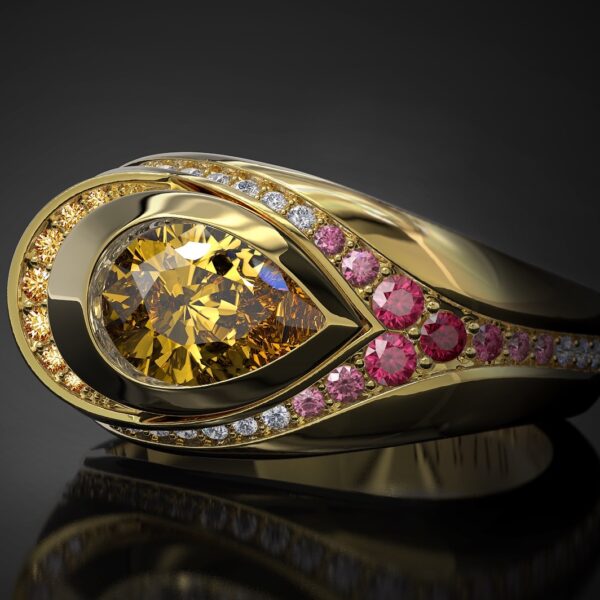Luxury Orchid Pinky Ring with Rubbies and Diamonds