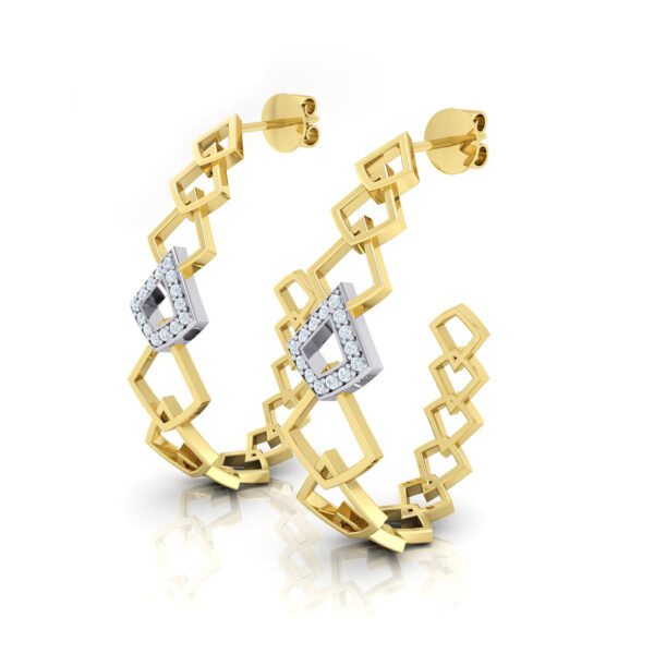 Elegant Yellow Gold and Diamond Swoon Hoop Earrings