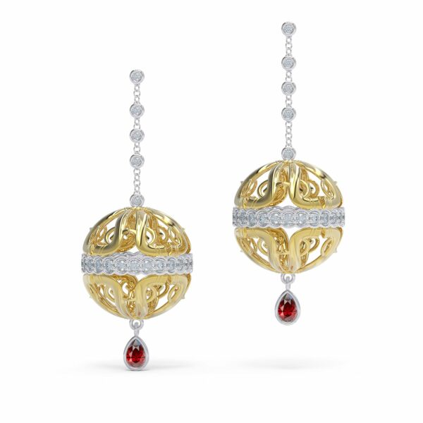 Balls of Steel Luxury Diamond and Ruby Earrings