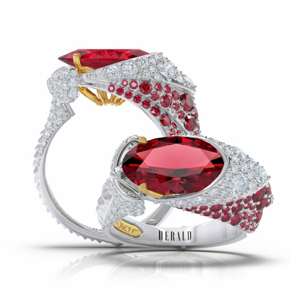 Couture White Gold Ruby and Diamond Obey Rings