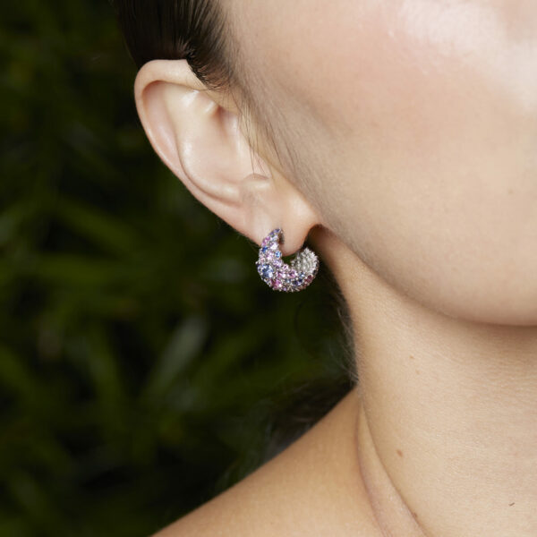 Blue Pink Purple Sapphire White Gold Luxury Earrings