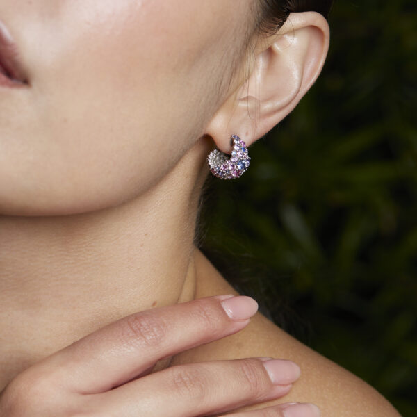 Blue Pink Purple Sapphire White Gold Luxury Earrings High Jewellery