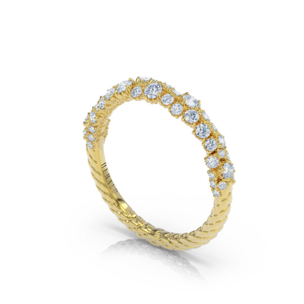 Luxury High Jewelry Diamond cluster stacker ring 18kt yellow gold