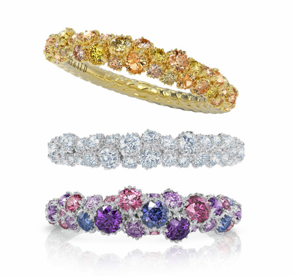 Diamond and sapphire luxury high jewellery 18kt gold rings