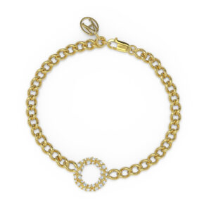 Luxury High Jewelry 18kt yellow gold bracelet diamond halo