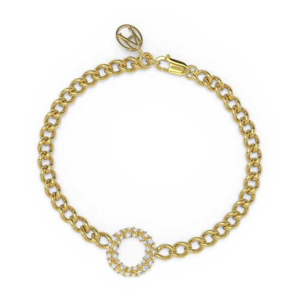 Luxury High Jewelry 18kt yellow gold bracelet diamond halo