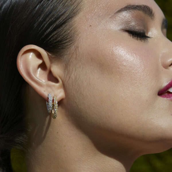 Luxury Diamond and 18kt Gold Hoop cluster earrings
