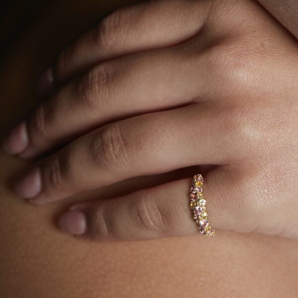 Luxury Yellow Orange Sapphire 18kt Gold Stacker Ring