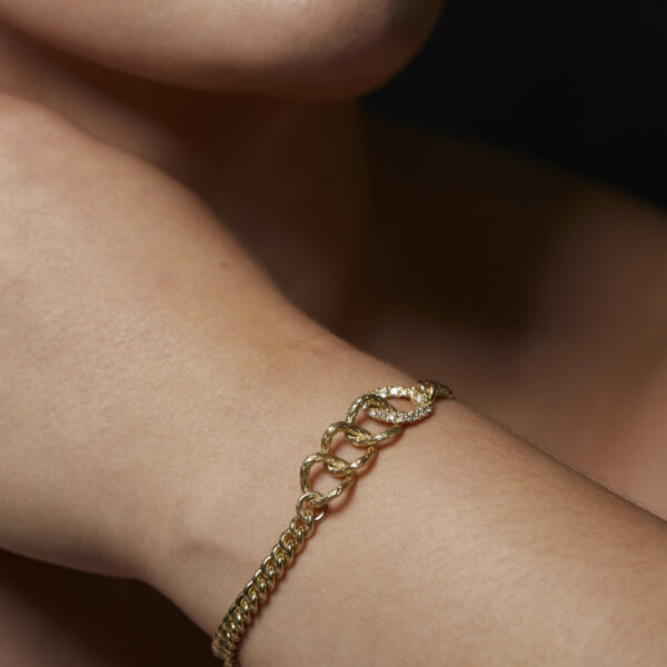 Luxury High Jewelry18kt gold bracelet diamond textured gold links