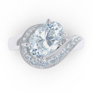 Luxury 3ct oval halo diamond ring 18kt gold