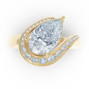 Luxury 3ct pear diamond ring 18kt gold