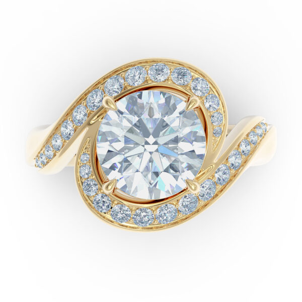 Luxury 3ct round brilliant halo diamond ring 18kt yellow gold