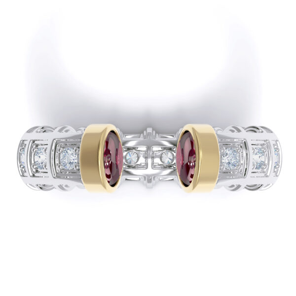 Luxury diamond 18kt two-toned gold stacking eternity ring pink tourmaline